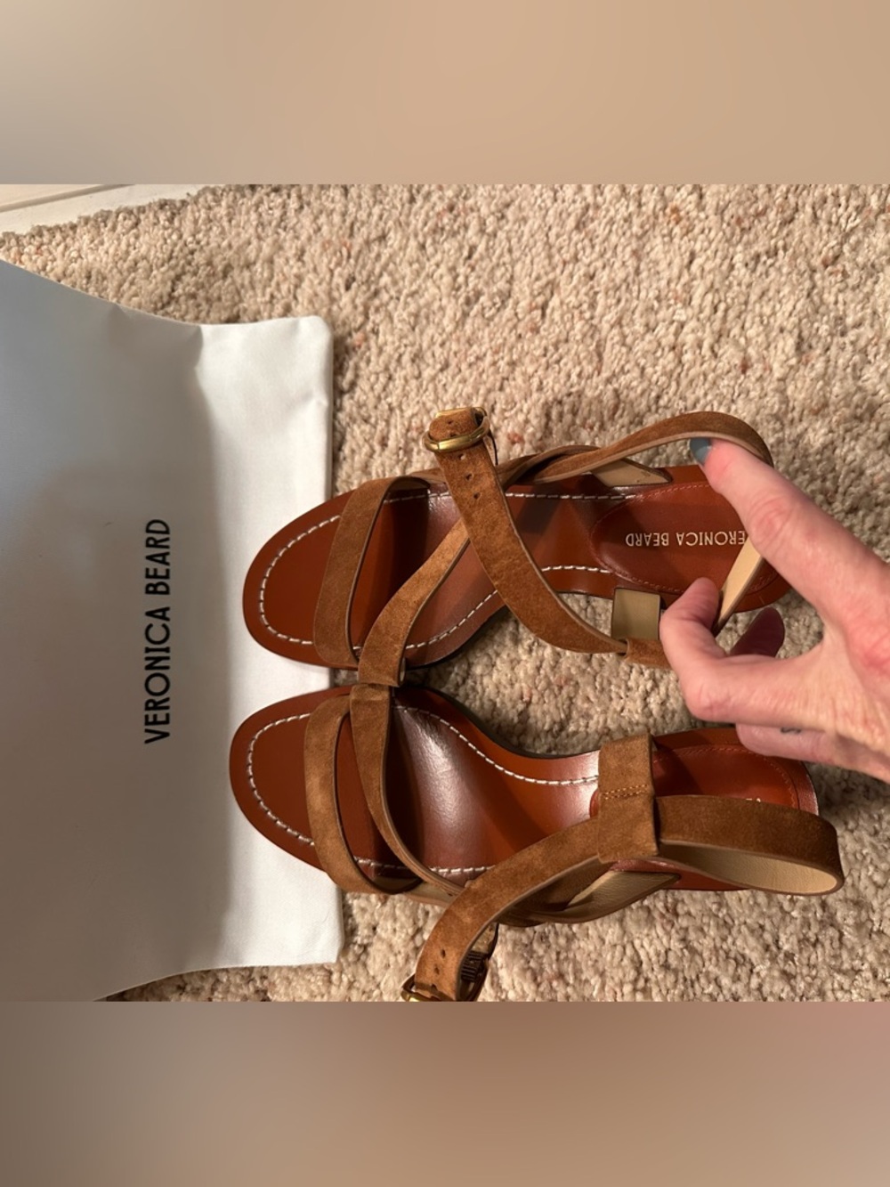 Veronica Beard Brown Suede Etta Strappy Sandals